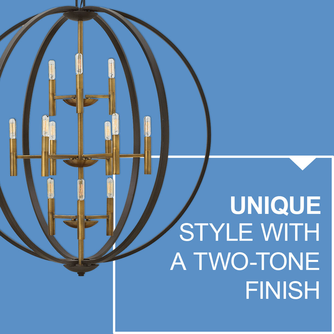 Euclid 12 Light 36 inch Spanish Bronze with Heirloom Brass Indoor Foyer Light Ceiling Light