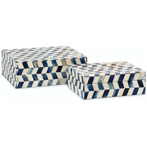 Essentials 7 inch Blue and White Decorative Boxes