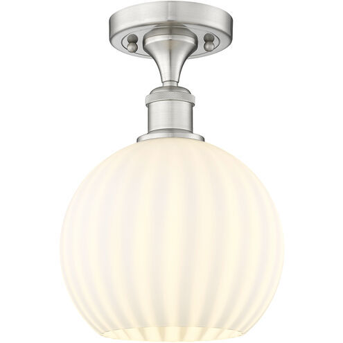 Ballston White Venetian 1 Light 8 inch Brushed Satin Nickel Semi-Flush Mount Ceiling Light