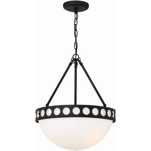 Kirby 3 Light 17.5 inch Black Forged Chandelier Ceiling Light