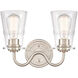 Scarlett 2 Light 14 inch Satin Nickel Bath Vanity Light Wall Light in Clear Glass
