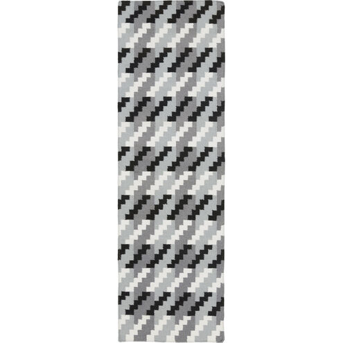 Frontier 96 X 30 inch Black, Medium Gray, Charcoal, Khaki Rug