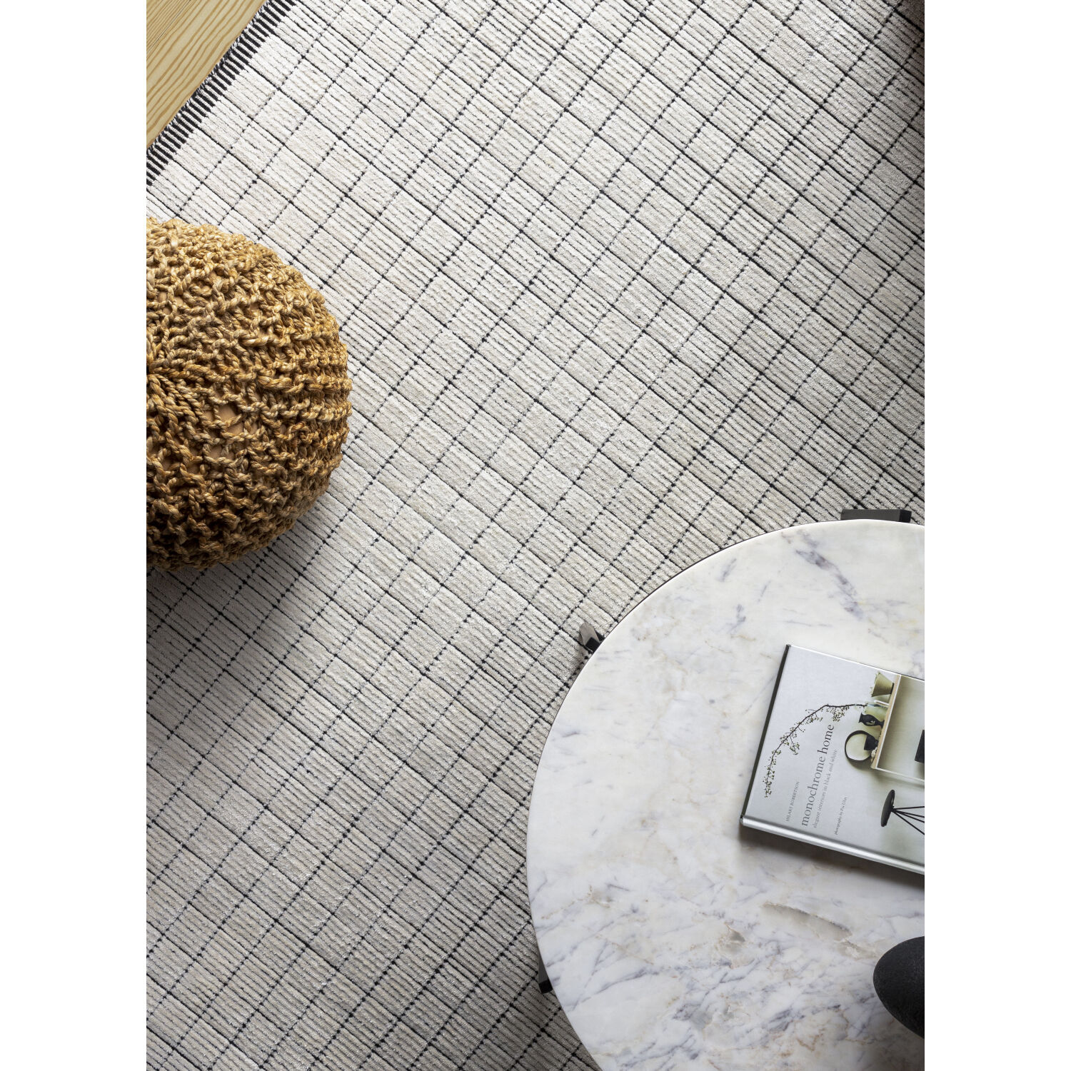 Carre 108 X 72 inch Black Rug in 6 X 9, Rectangle