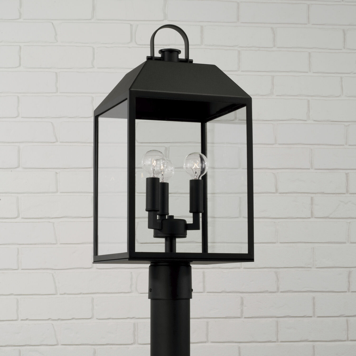 Nelson 3 Light 21.5 inch Black Outdoor Post Lantern