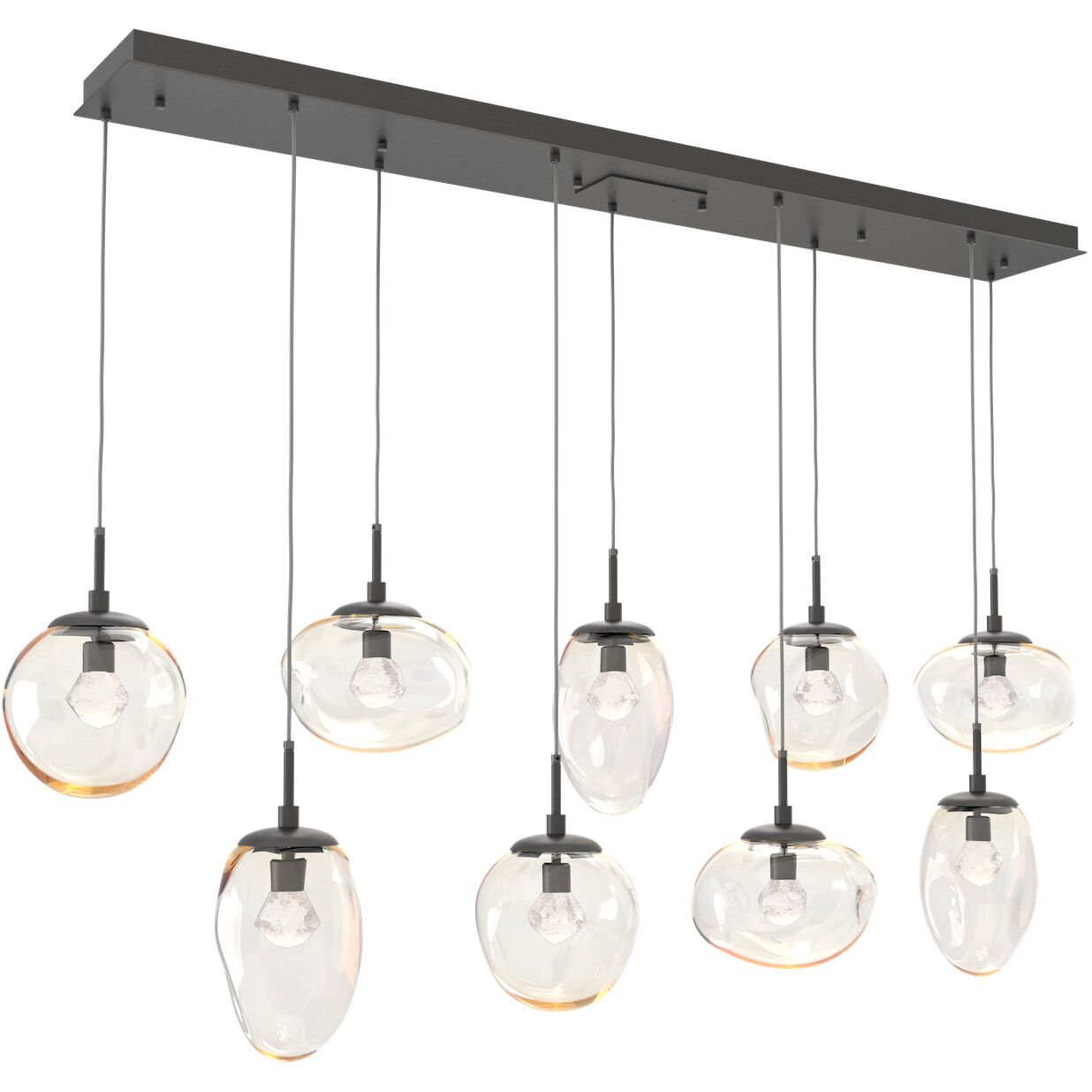 Cosmos LED LED Graphite Linear Pendant Ceiling Light in 2700K LED, Zircon Inner - Amber Outer, Multi-Port