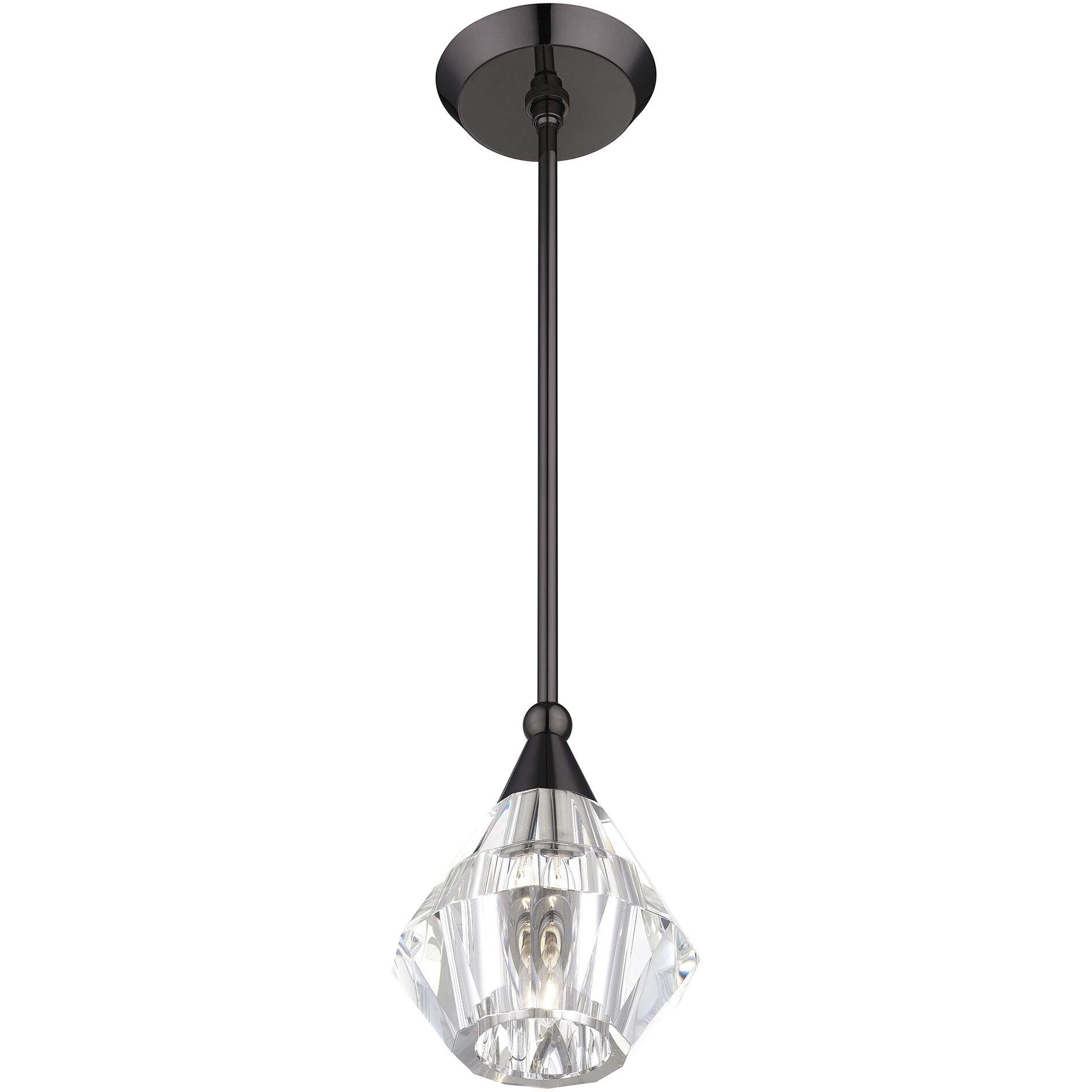 Brussels 1 Light 7 inch Black Chrome Pendant Ceiling Light, Crystal, Single