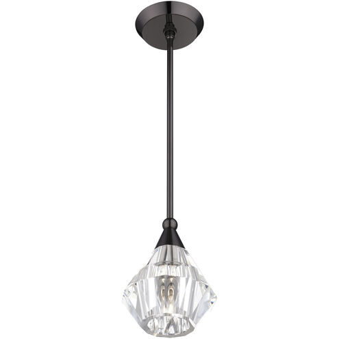 Brussels 1 Light 7 inch Black Chrome Pendant Ceiling Light, Crystal, Single