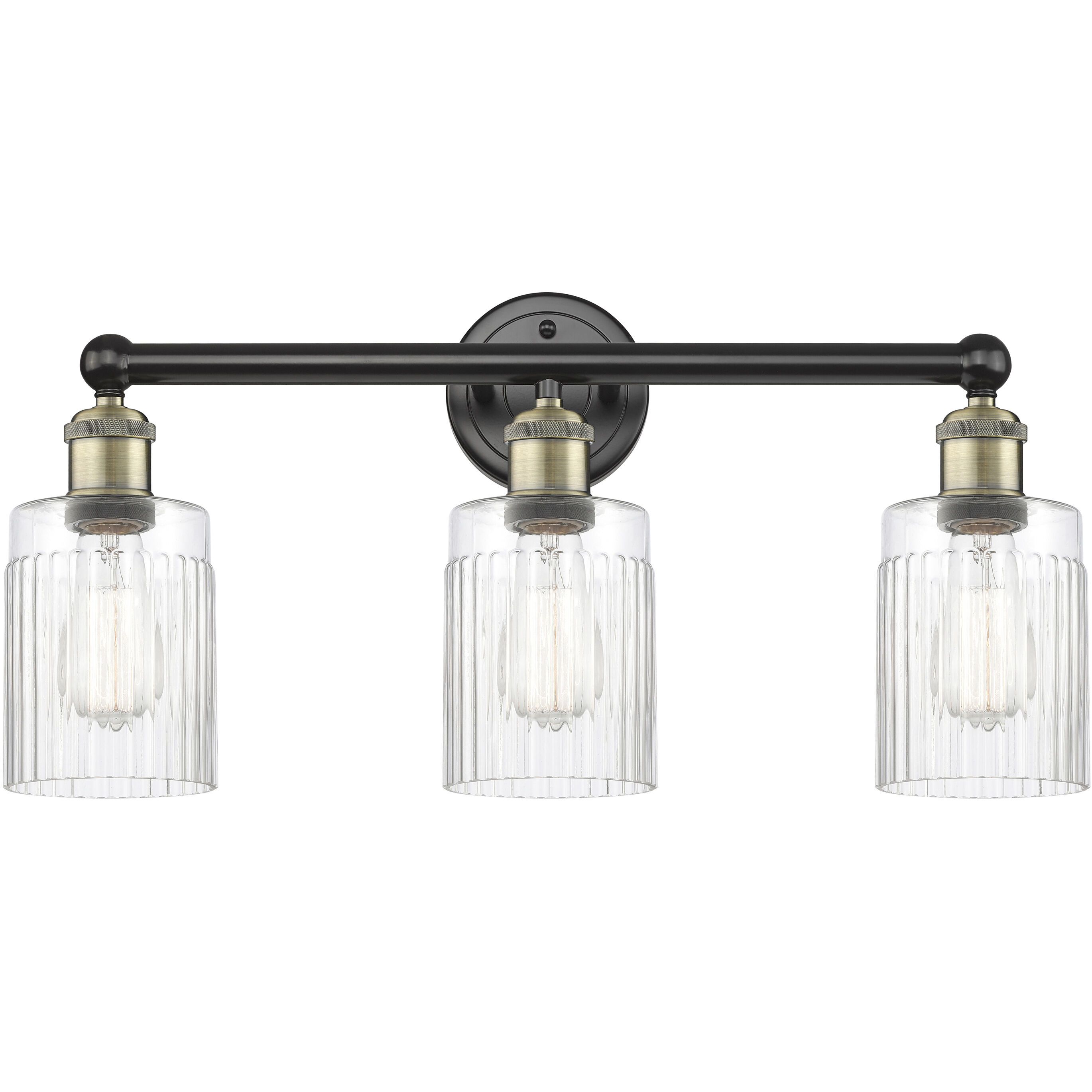 Hadley 3 Light 22.5 inch Black Antique Brass Bath Vanity Light Wall Light in Clear