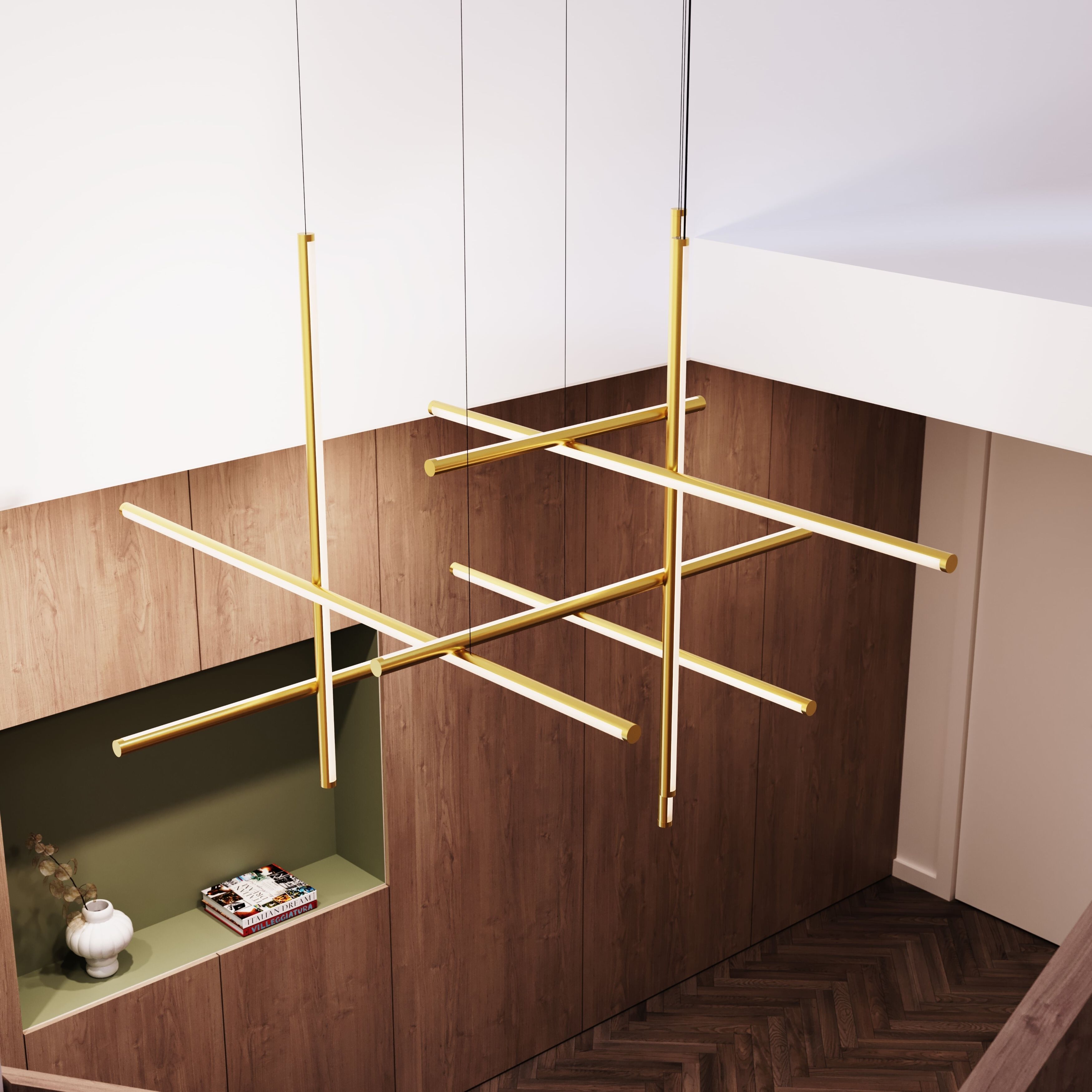 Labyrinth LED 61 inch Brass Chandelier Ceiling Light