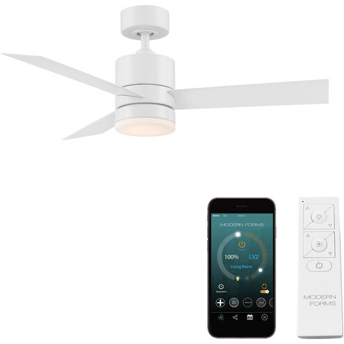 Axis 44 inch Matte White Downrod Ceiling Fan in 3000K
