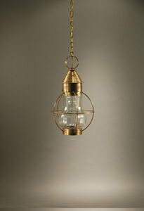 Bosc 1 Light 11 inch Antique Brass Hanging Lantern Ceiling Light in Clear Glass