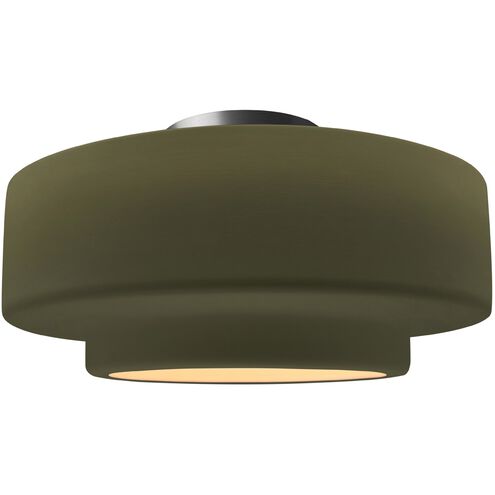 Radiance 1 Light 16.5 inch Matte Green and Brushed Nickel Semi Flush Ceiling Light