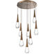 Rain Drop LED 26.8 inch Flat Bronze Chandelier Ceiling Light in 2700K LED, Multi-Port