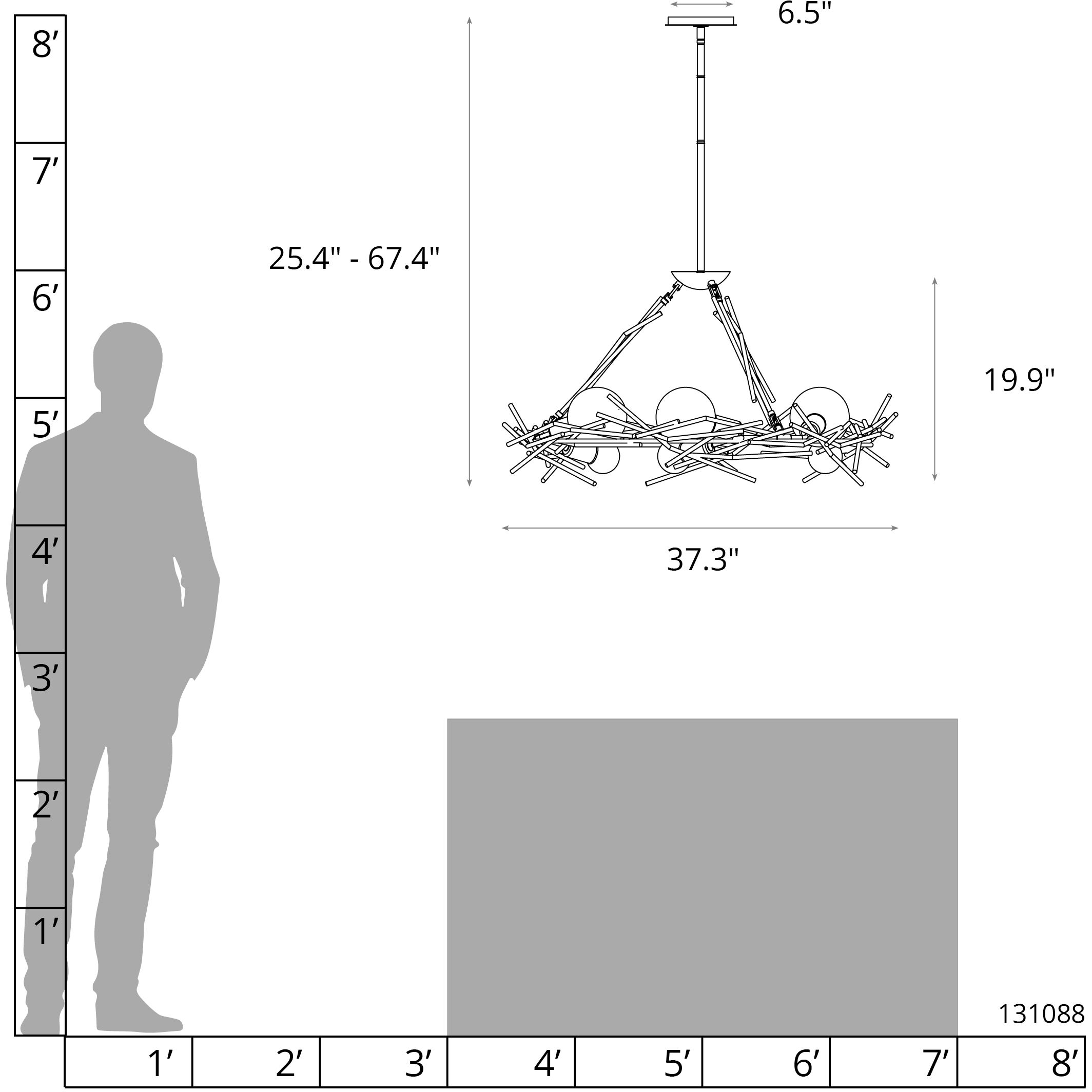 Brindille 6 Light 37.3 inch Ink Circular Pendant Ceiling Light