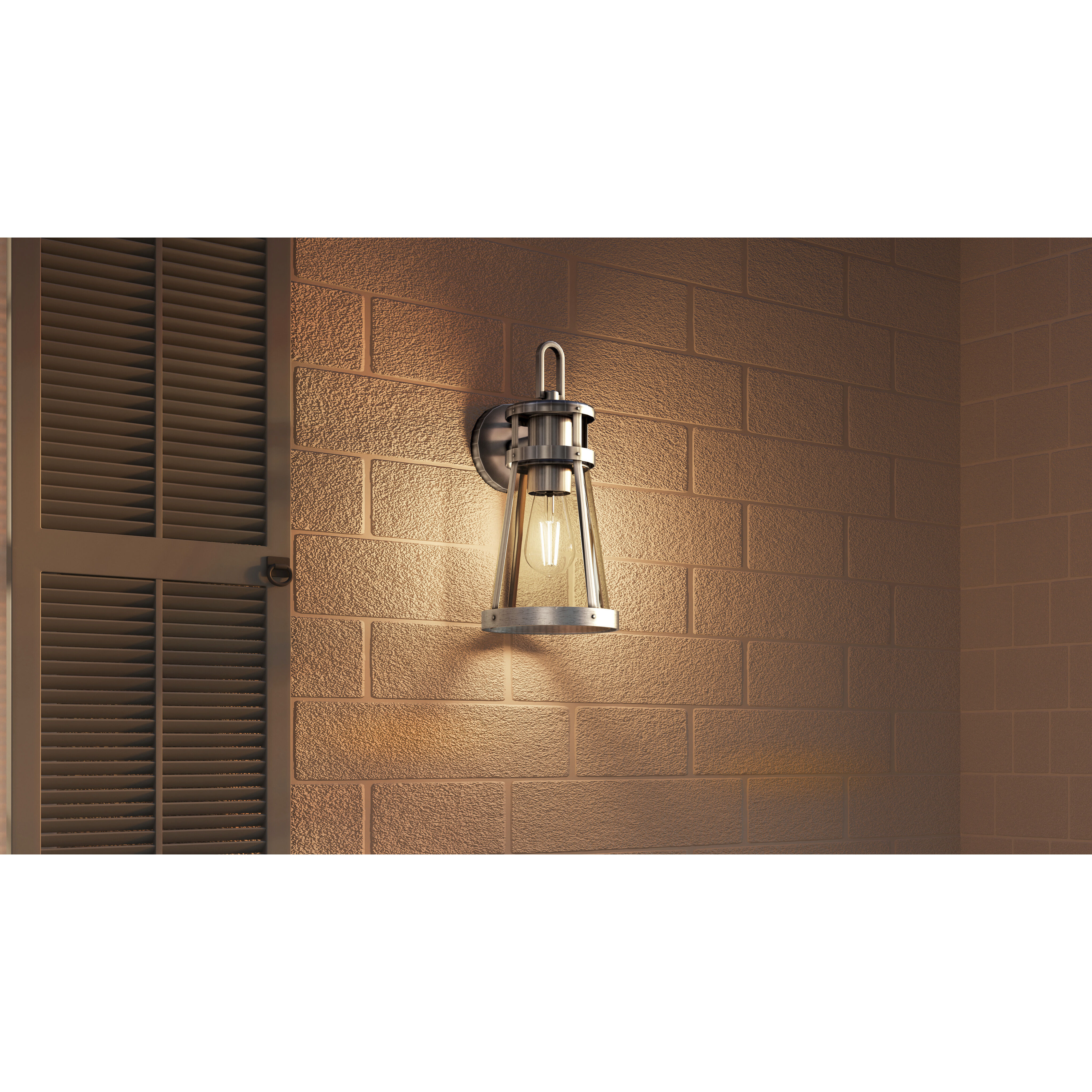 Barber 1 Light 15 inch Antique Brushed Aluminum Outdoor Wall Lantern