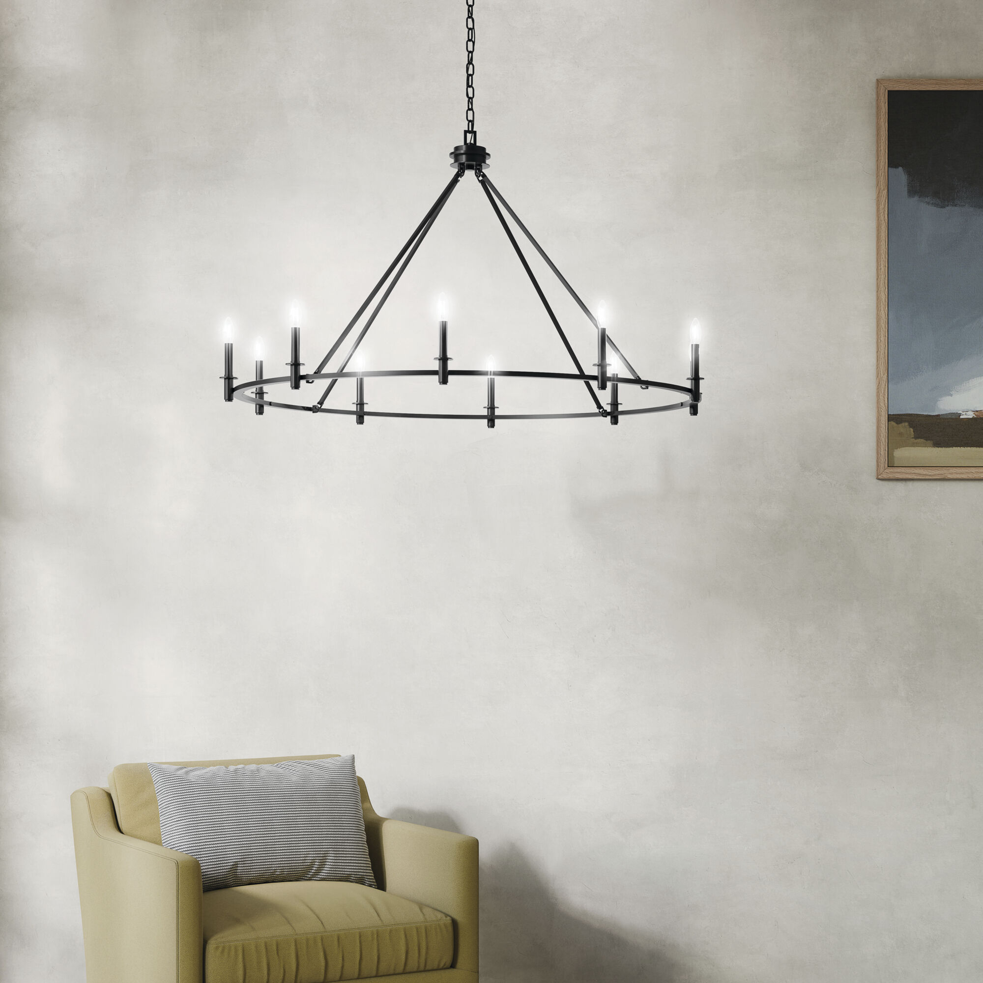 Carrick 10 Light Black Chandelier Ceiling Light, 1 Tier Large