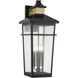 Kingsley 4 Light 28 inch Matte Black with Warm Brass Outdoor Wall Lantern