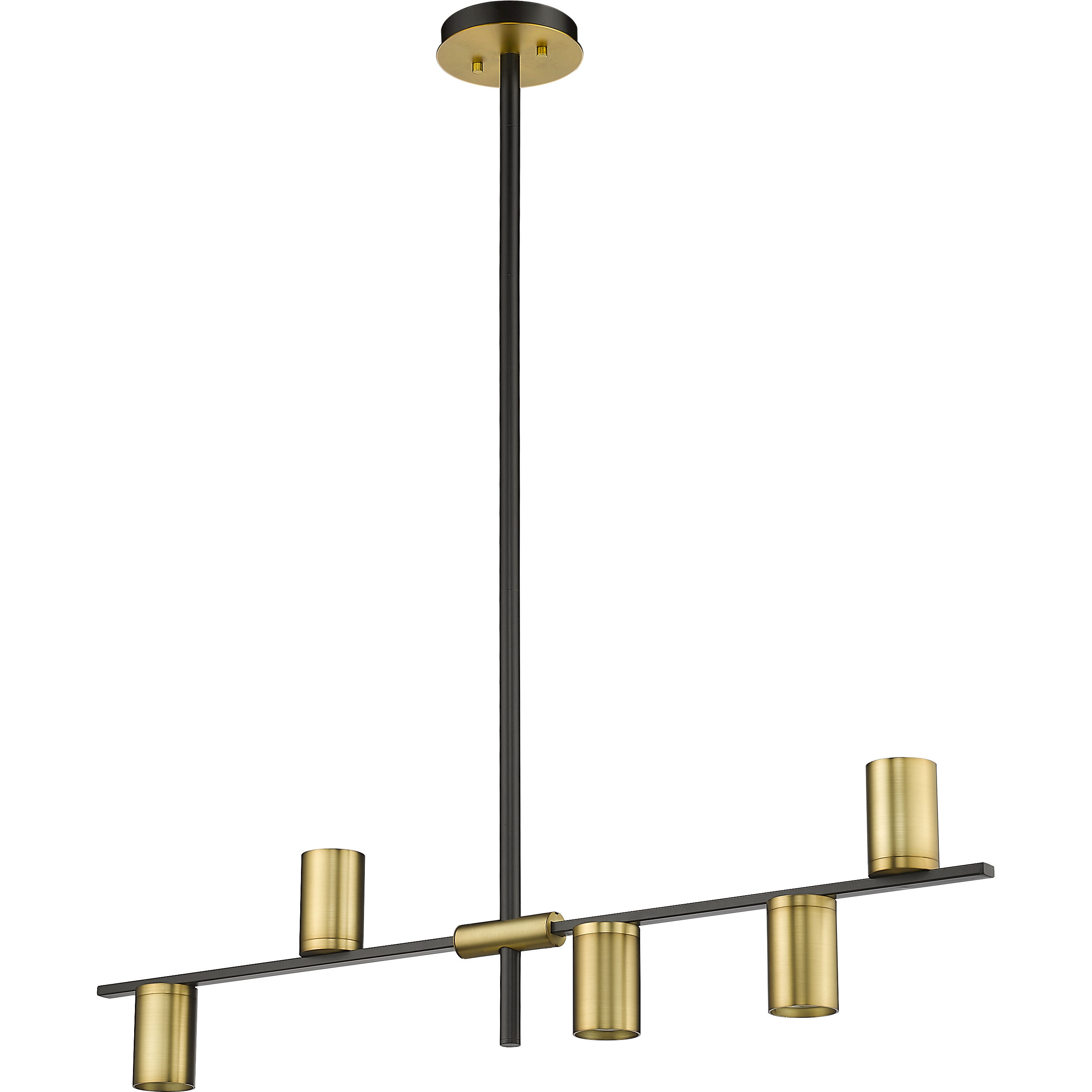 Calumet 5 Light 38 inch Matte Black and Olde Brass Linear Chandelier Ceiling Light