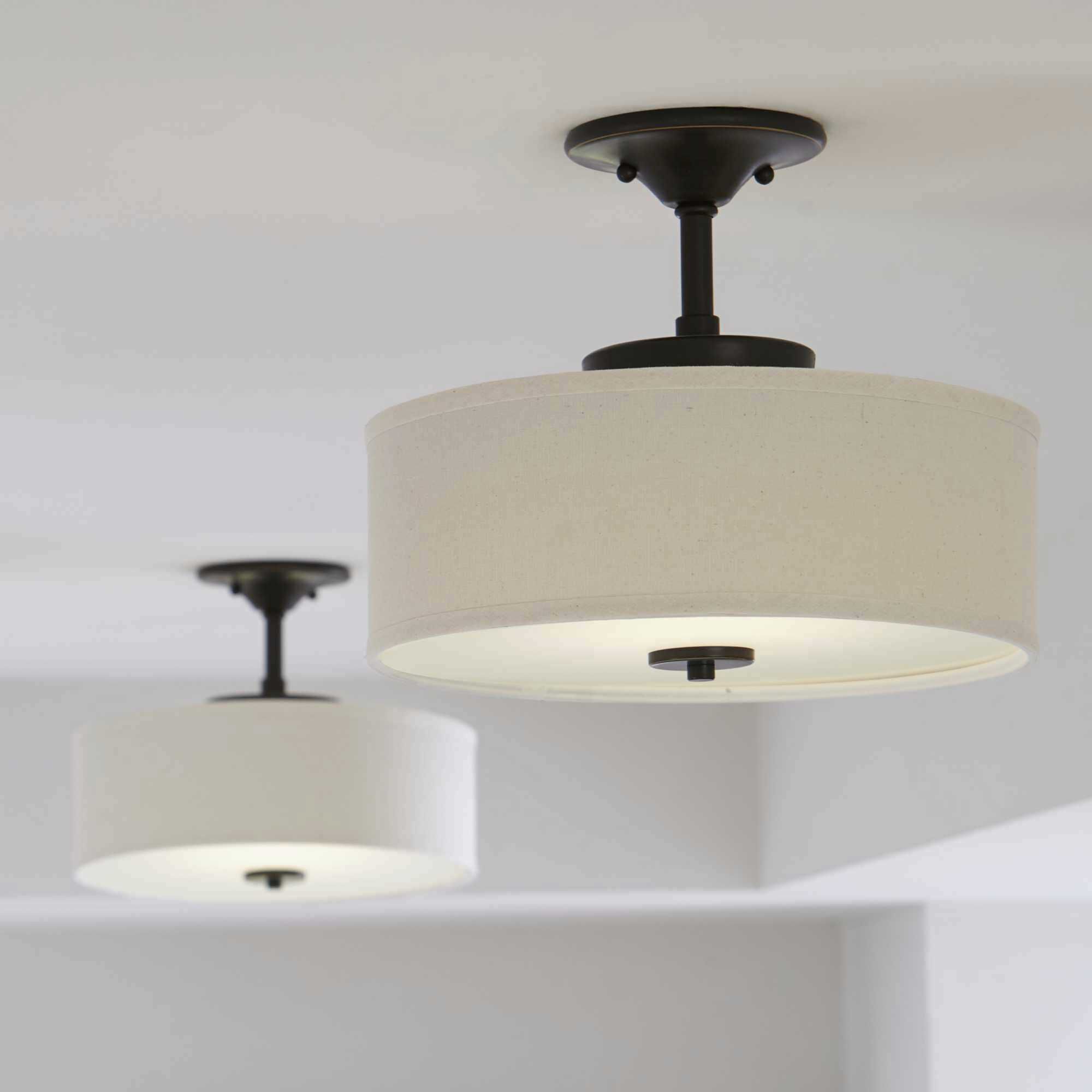 Inspire LED LED 13 inch Antique Bronze Semi-Flush Mount Ceiling Light, Progress LED