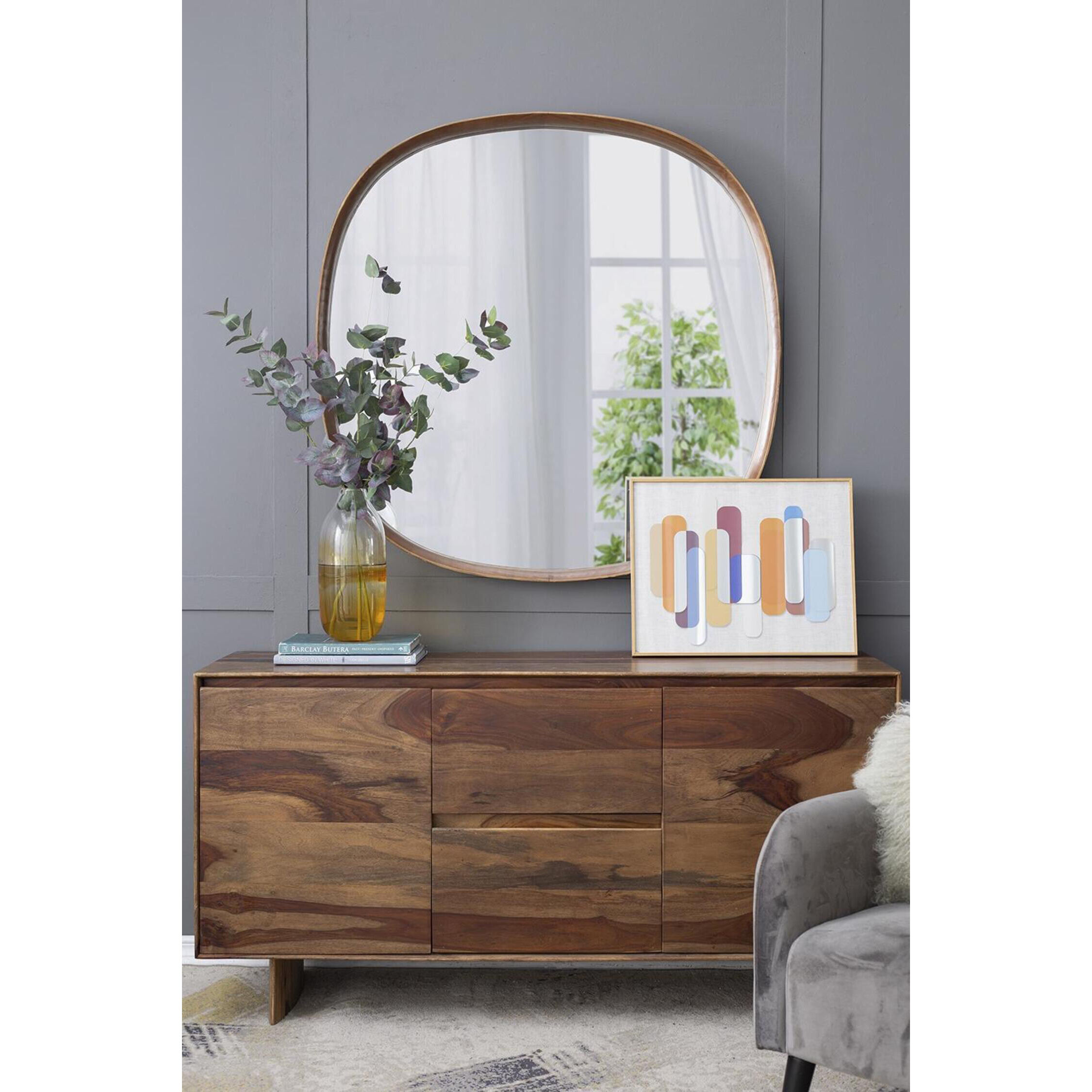 Wayne 42.1 X 41.3 inch Brown Wall Mirror