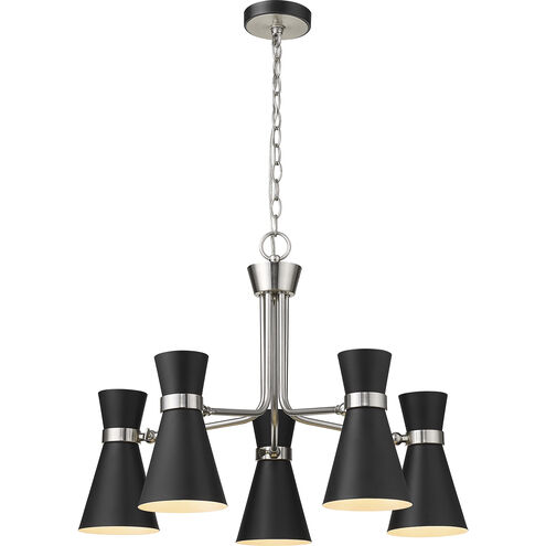 Soriano 5 Light 27 inch Matte Black and Brushed Nickel Chandelier Ceiling Light