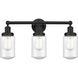 Dover 3 Light 24.5 inch Matte Black Bath Vanity Light Wall Light