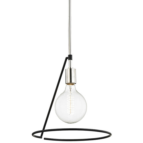 Dana 1 Light 12 inch Polished Nickel and Black Pendant Ceiling Light