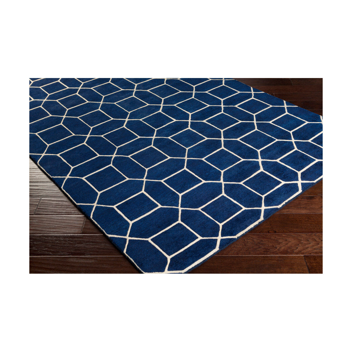 Keystone 72 X 48 inch Navy/Ivory Rugs, Wool
