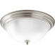 Dome Glass CTC 3 Light 15.25 inch Brushed Nickel Flush Mount Ceiling Light in Etched