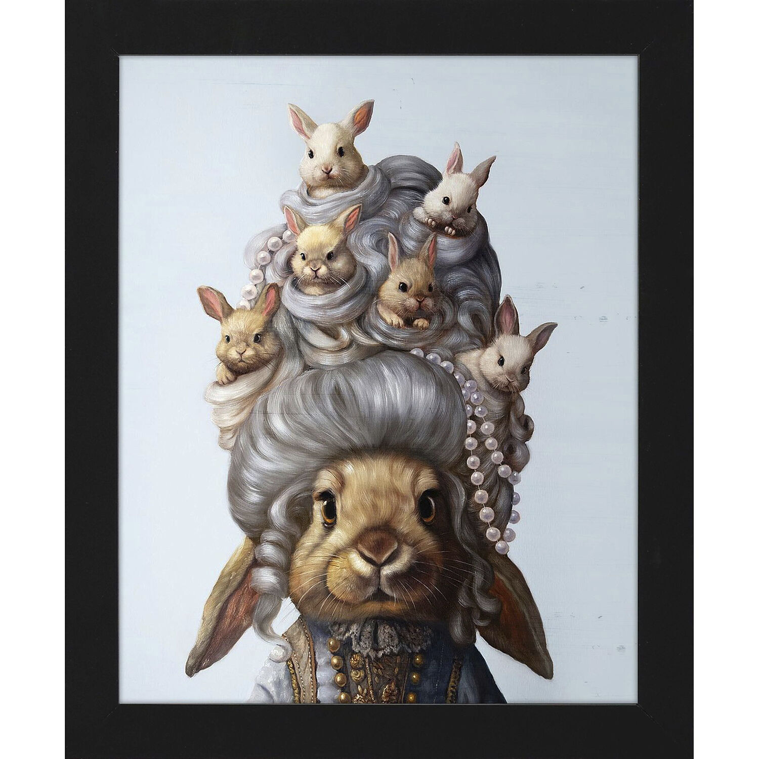 Full Head of Hares 11 X 9 inch Non-Glass Framed Art, Propac
