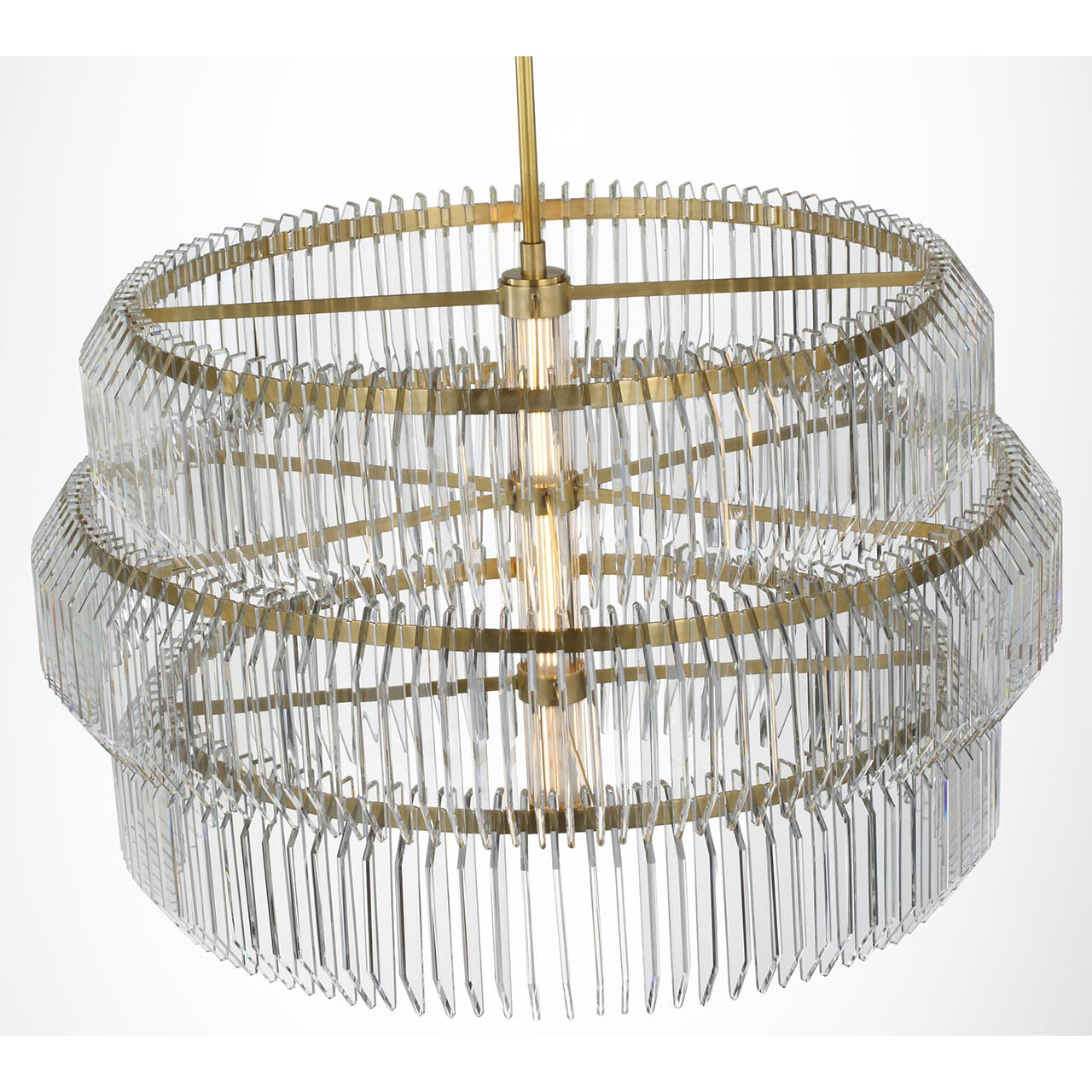 Waterford Killarney LED 32 inch Natural Brass Layered Drum Chandelier Ceiling Light