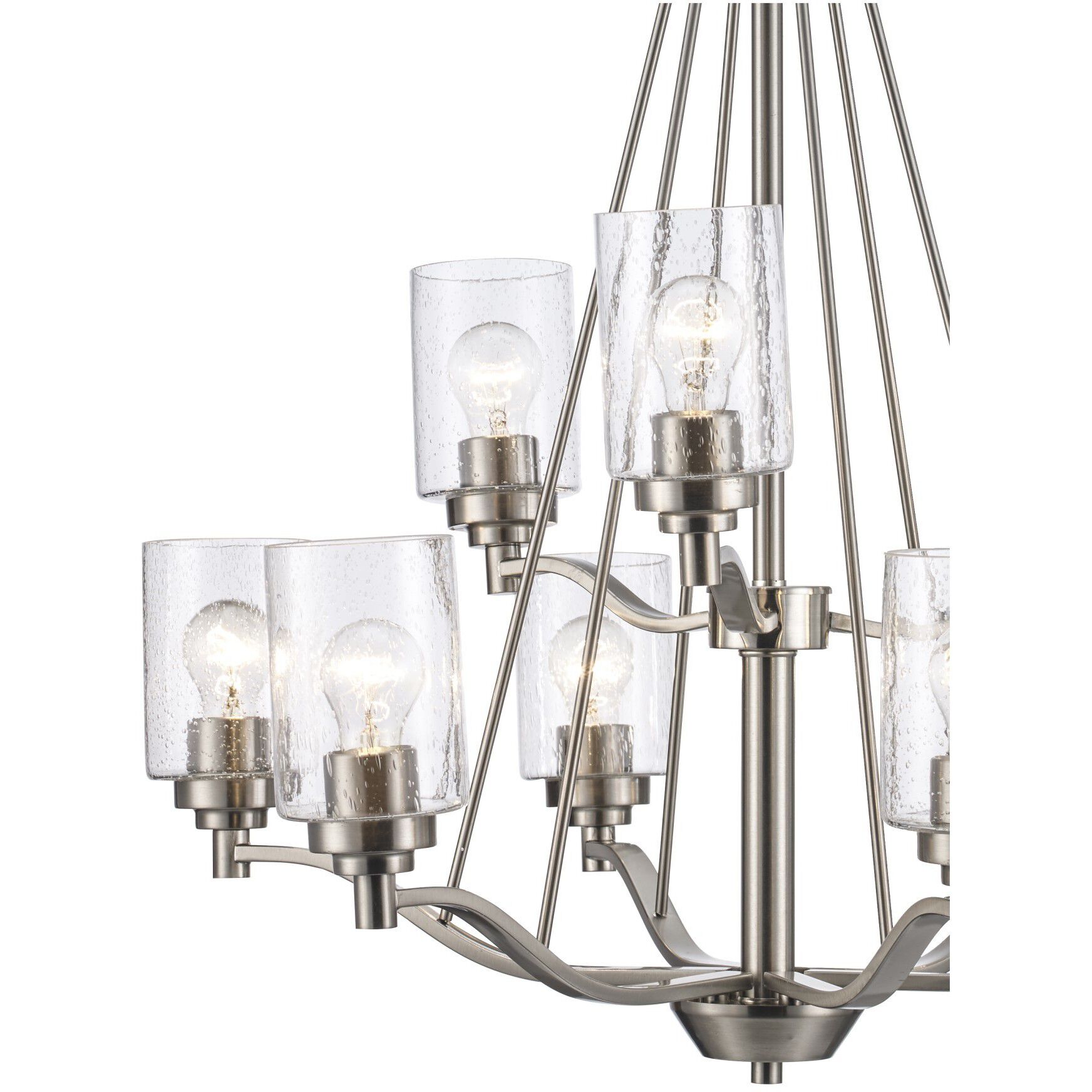 Mod Pod 9 Light 29 inch Brushed Nickel Chandelier Ceiling Light