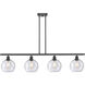 Ballston Athens 4 Light 48 inch Matte Black Island Light Ceiling Light in Seedy Glass, Ballston