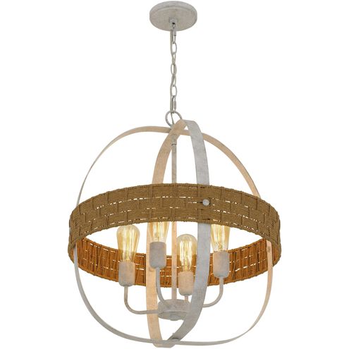Barton 4 Light 20.5 inch White Washed Chandelier Ceiling Light
