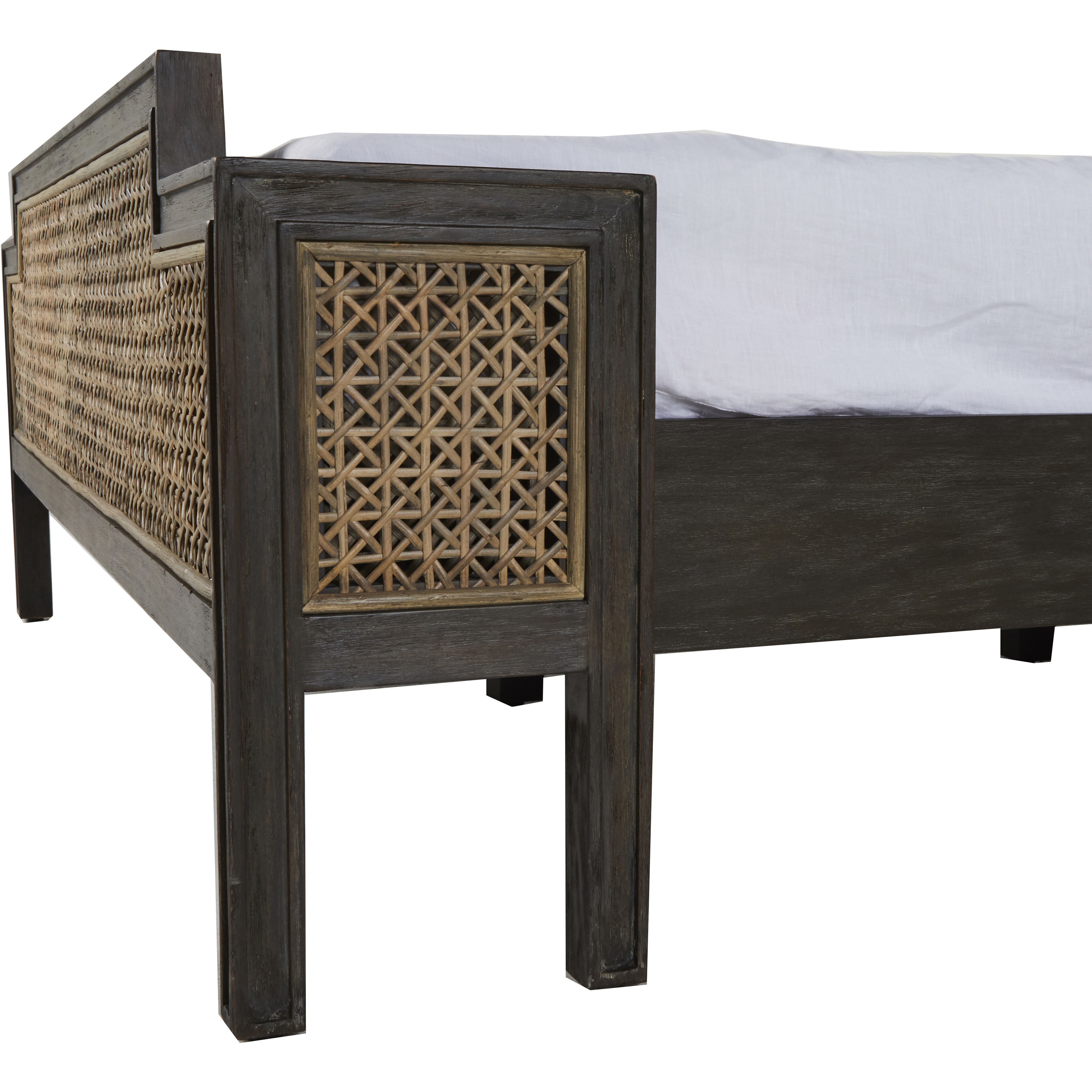Camille Natural Gray Rattan and Cerused Ash Bed