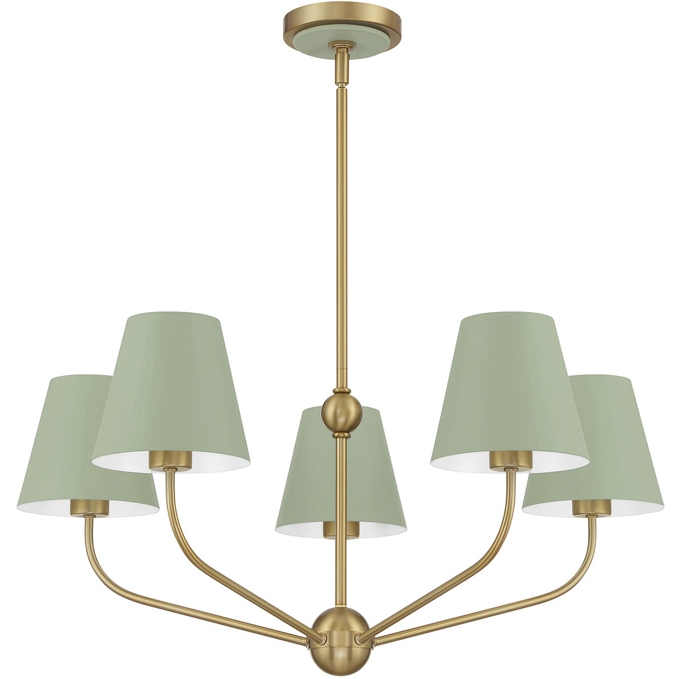 Xavier 5 Light 28 inch Vibrant Gold Chandelier Ceiling Light in Vibrant Gold and Green