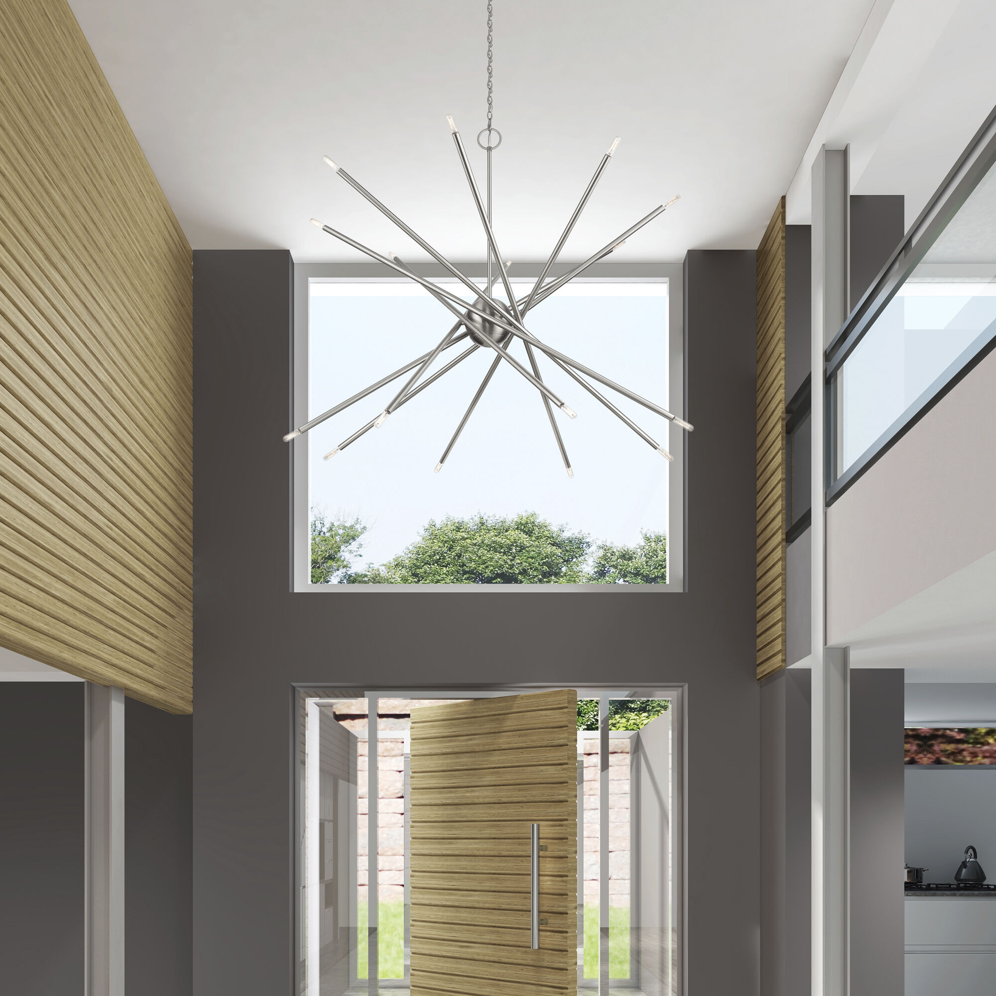 Soho 16 Light 50 inch Brushed Nickel Foyer Chandelier Ceiling Light