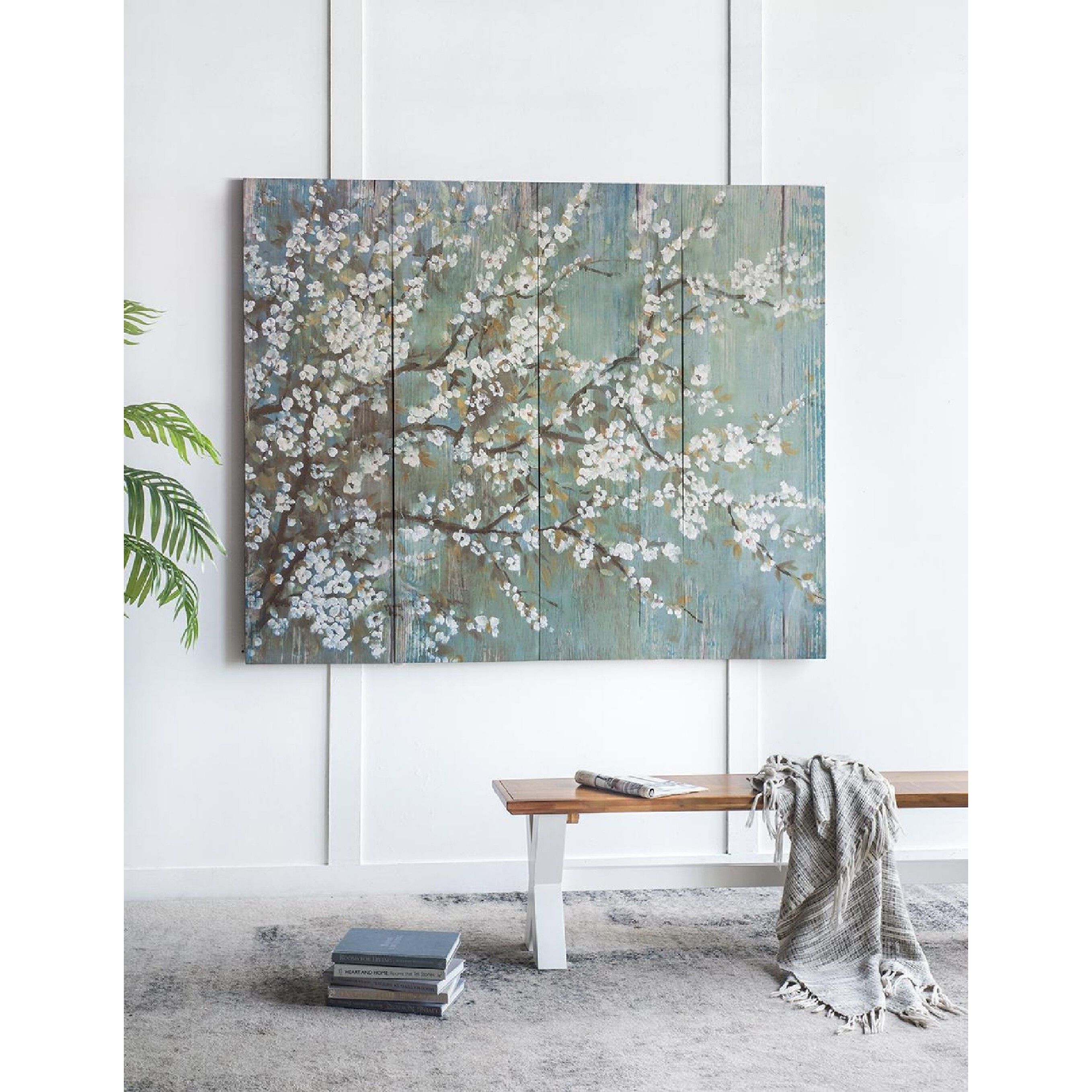 Saison White Cherry Blossom Blue/White/Brown Wall Art