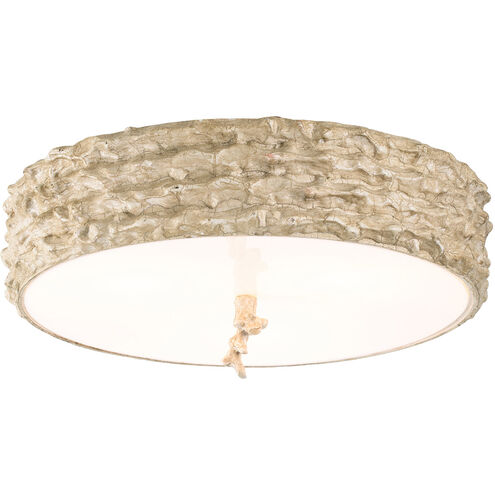 Trellis 3 Light Hand-painted with putty patina and silver leaf orb Bath/Flush Mounts Ceiling Light