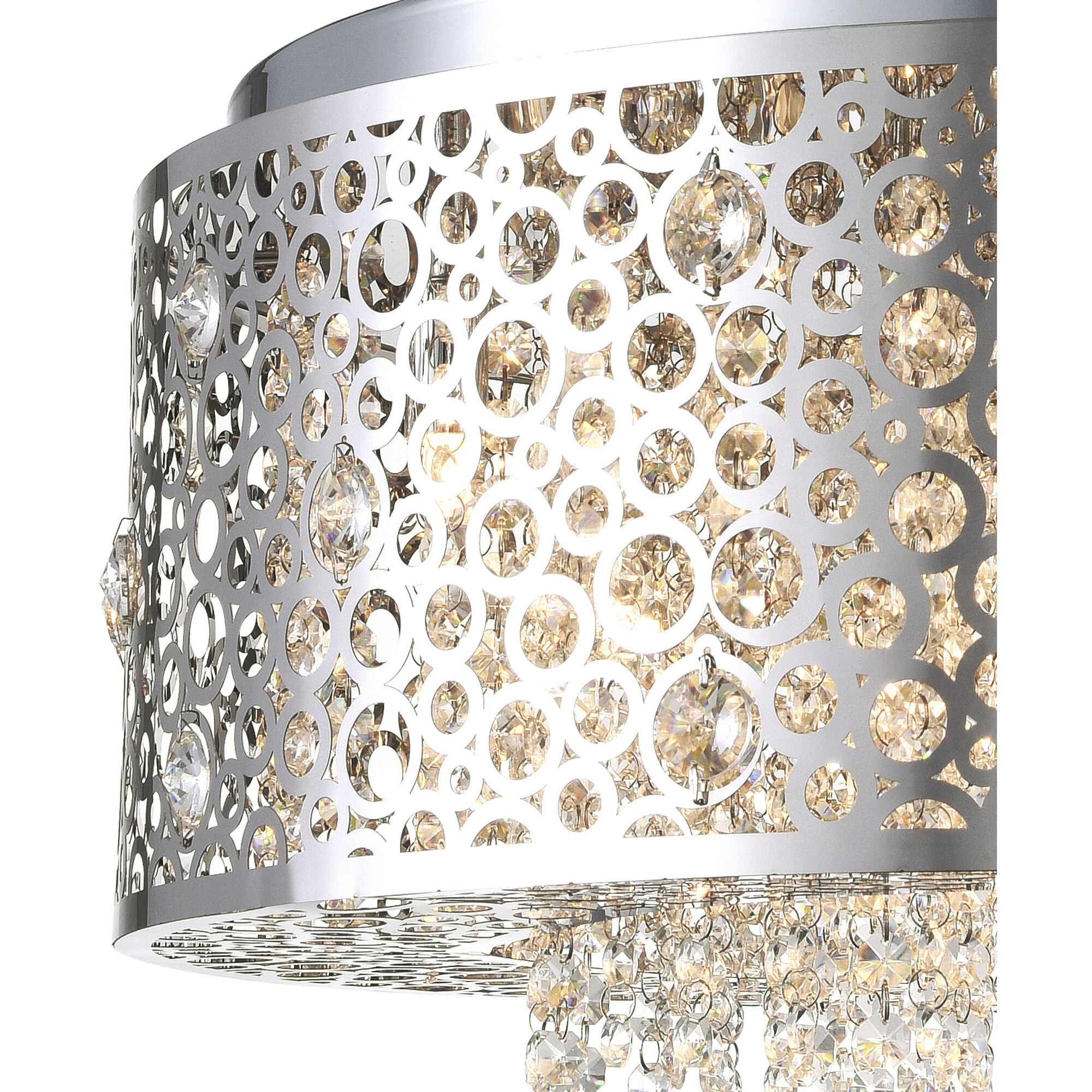 Bubbles 4 Light 12 inch Chrome Drum Shade Mini Pendant Ceiling Light