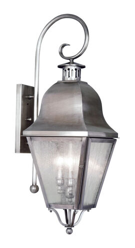 Amwell 3 Light 32 inch Vintage Pewter Outdoor Wall Lantern