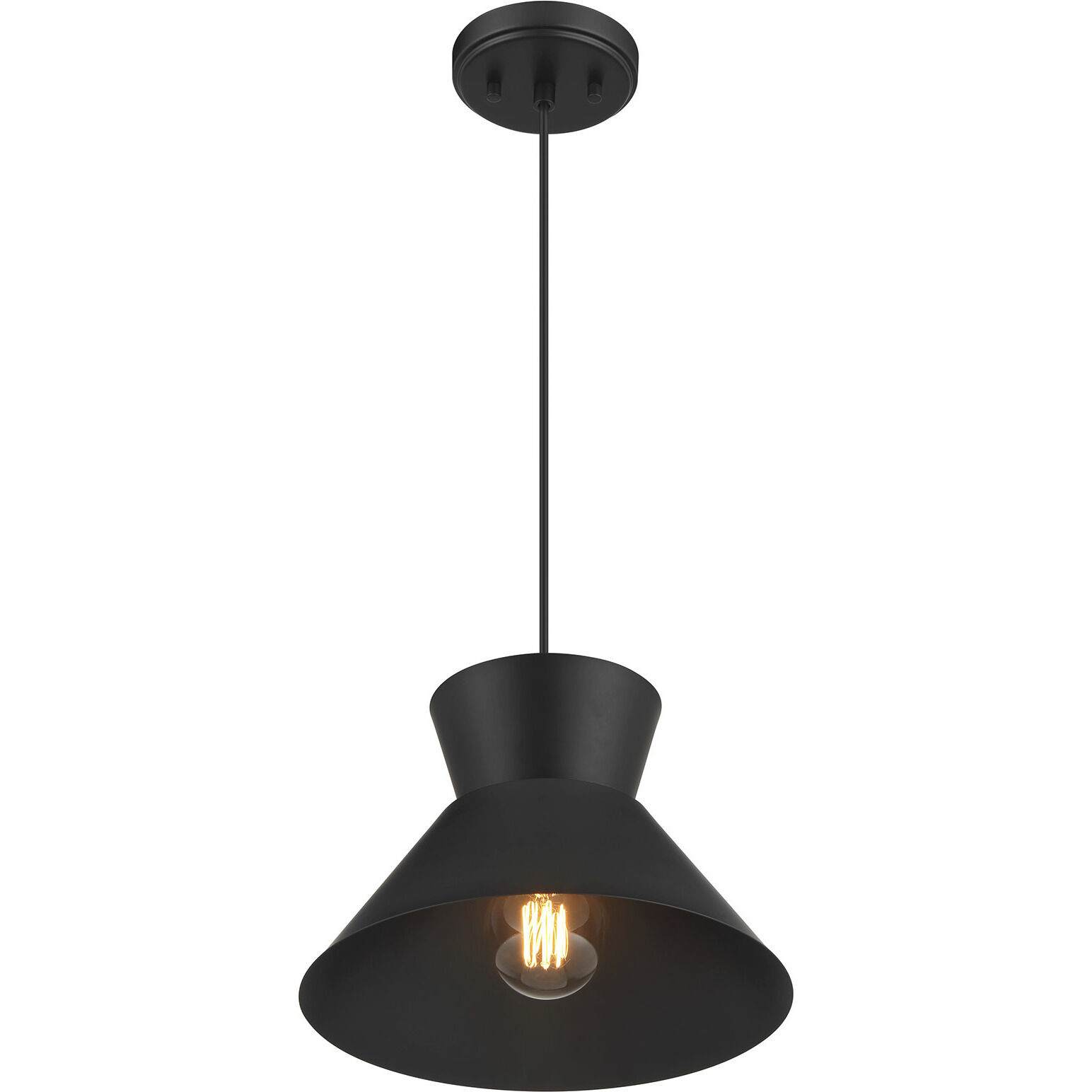 Mid-Century Modern 1 Light 12 inch Matte Black Pendant Ceiling Light