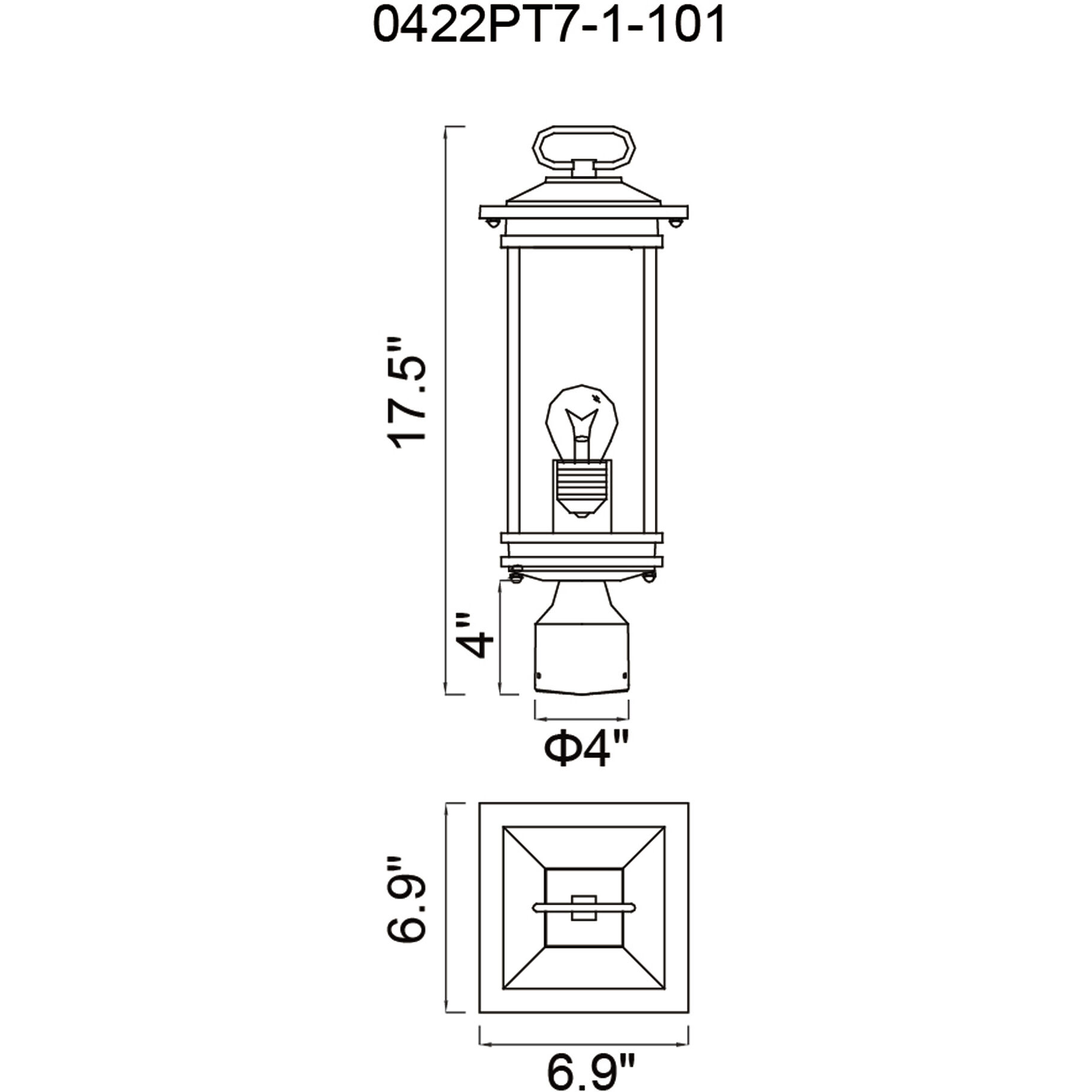 Oakwood 1 Light 17.5 inch Black Outdoor Lantern Head