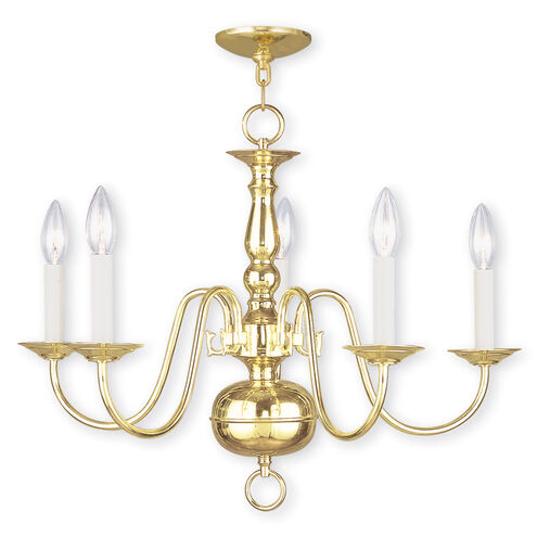 Williamsburgh 5 Light 24 inch Polished Brass Chandelier Ceiling Light