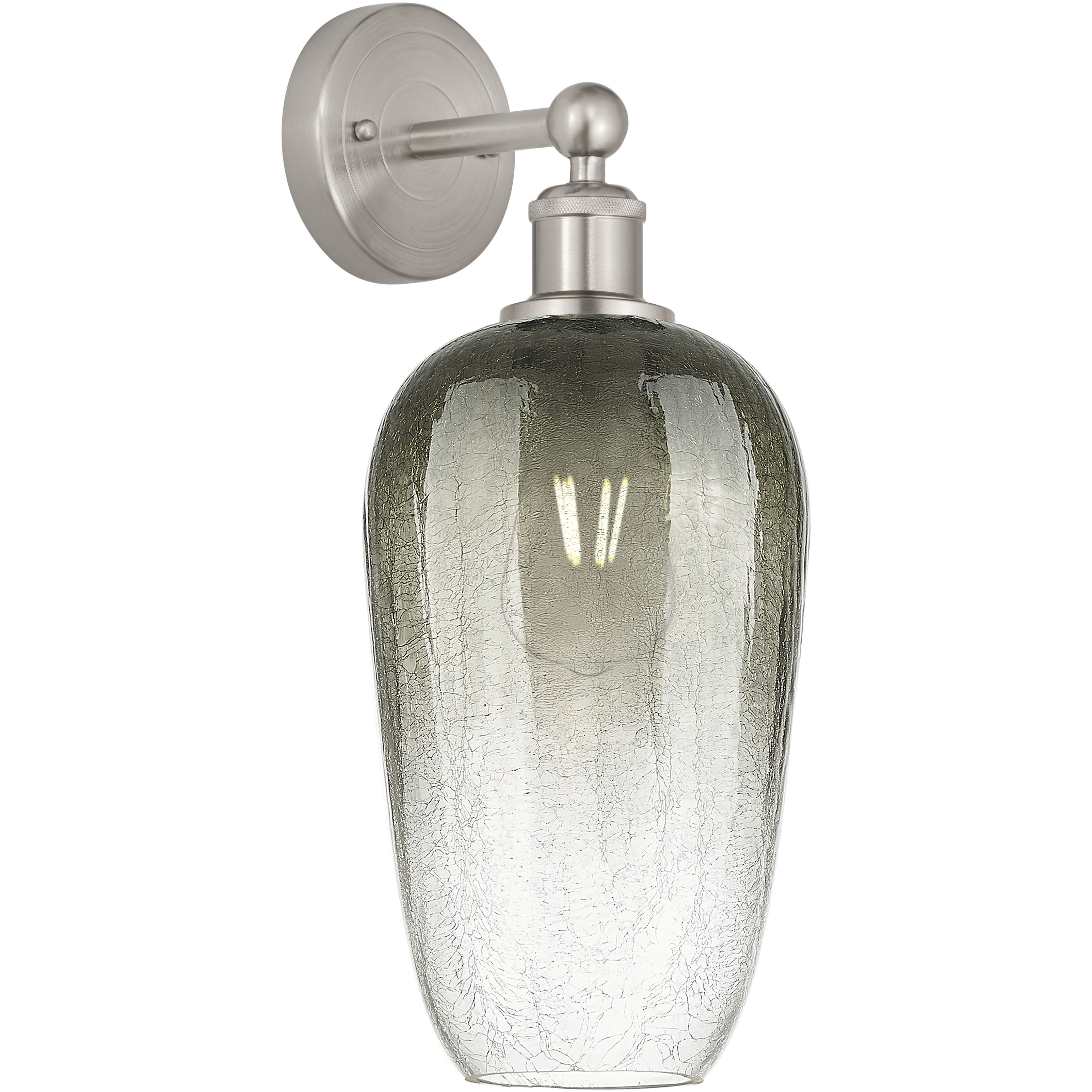 Edison Brookhaven Flute Armed Sconce Wall Light in Brushed Satin Nickel, Slate Glass