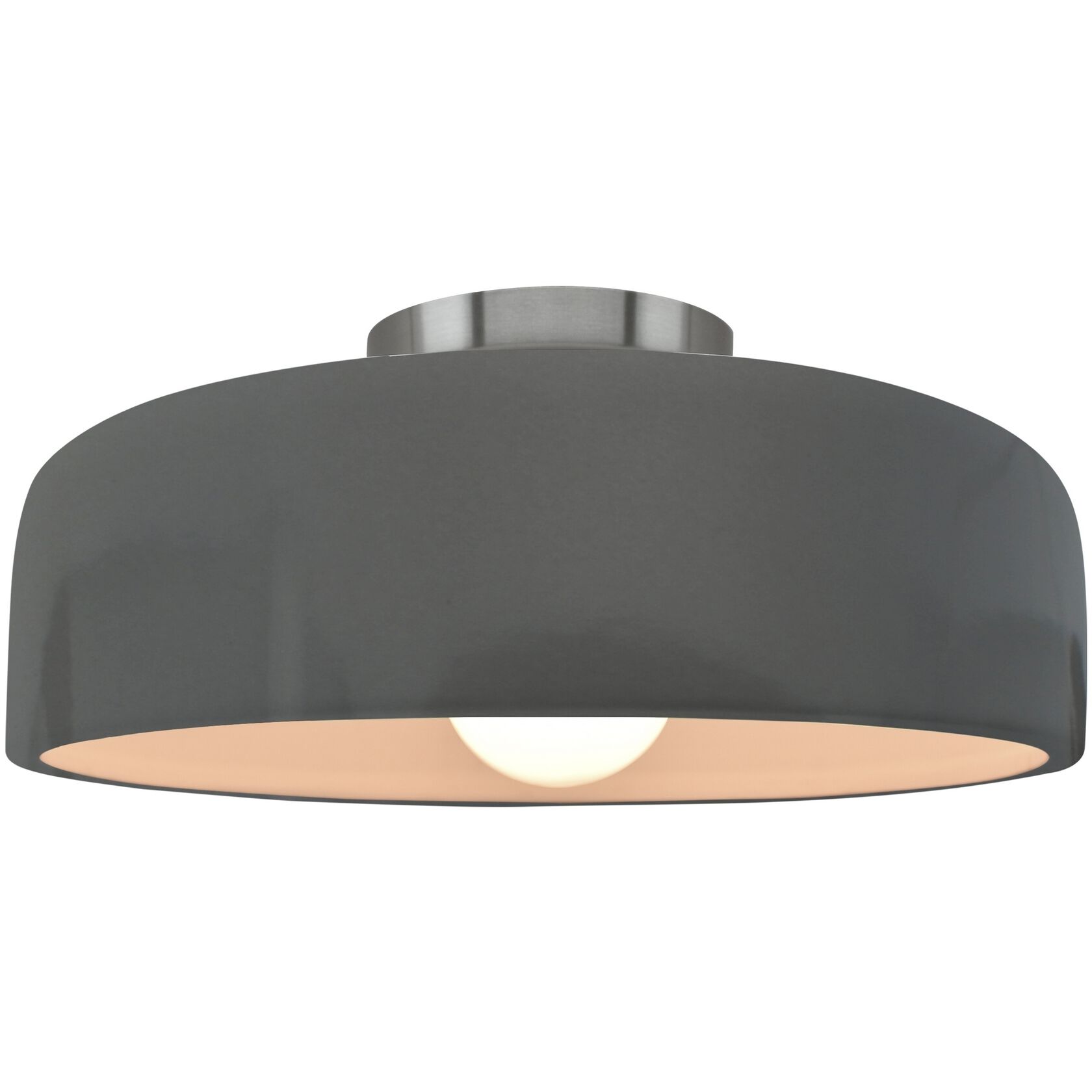 Radiance Collection - Spire 1 Light 10 inch Gloss Grey Semi-Flush Ceiling Light, Form+Finish+Function