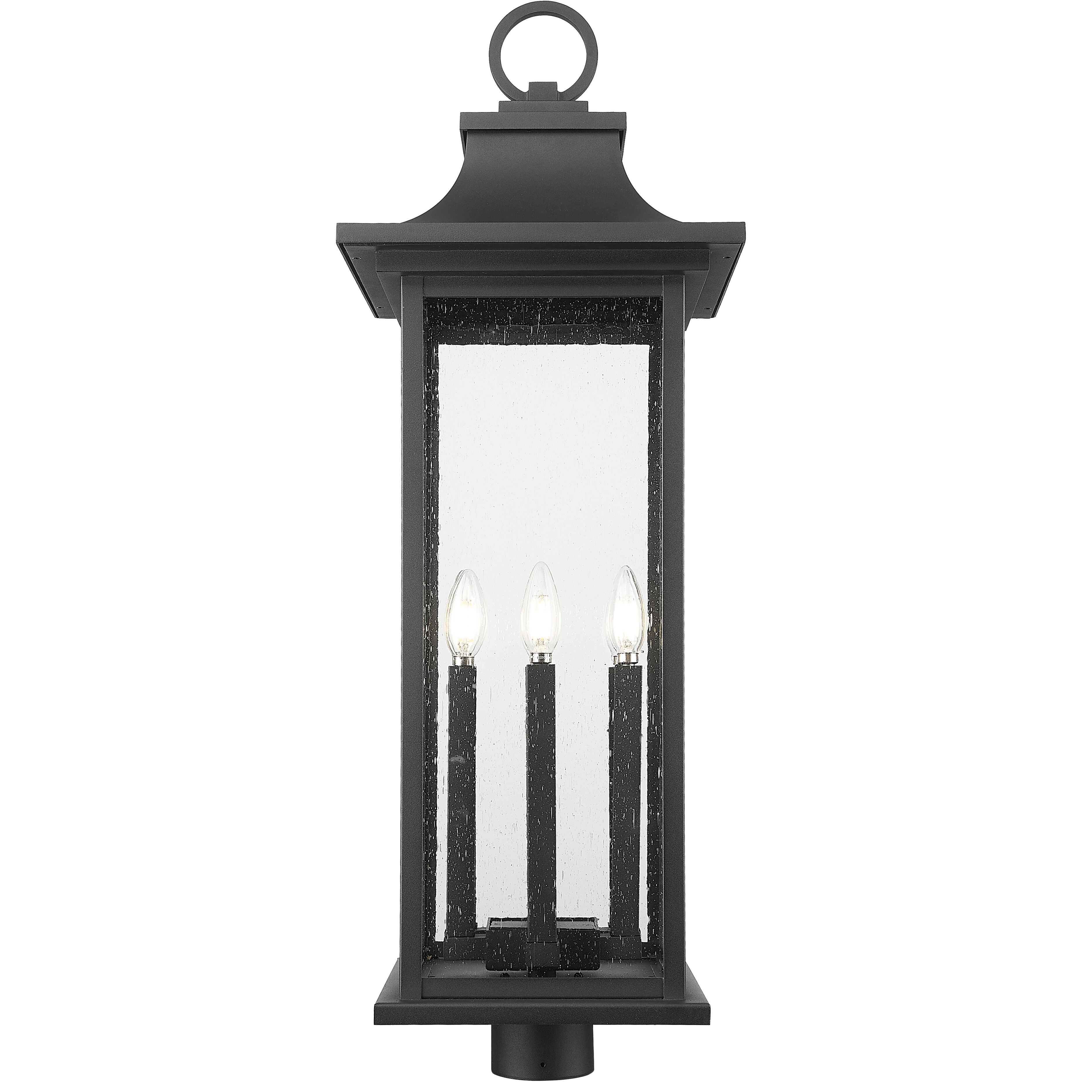Tiberius 6 Light 34.75 inch Black Outdoor Post Mount Fixture in Clear Seedy Glass