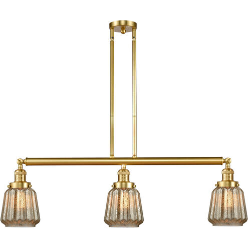 Franklin Restoration Chatham 3 Light 39 inch Satin Gold Island Light Ceiling Light in Mercury Glass, Franklin Restoration