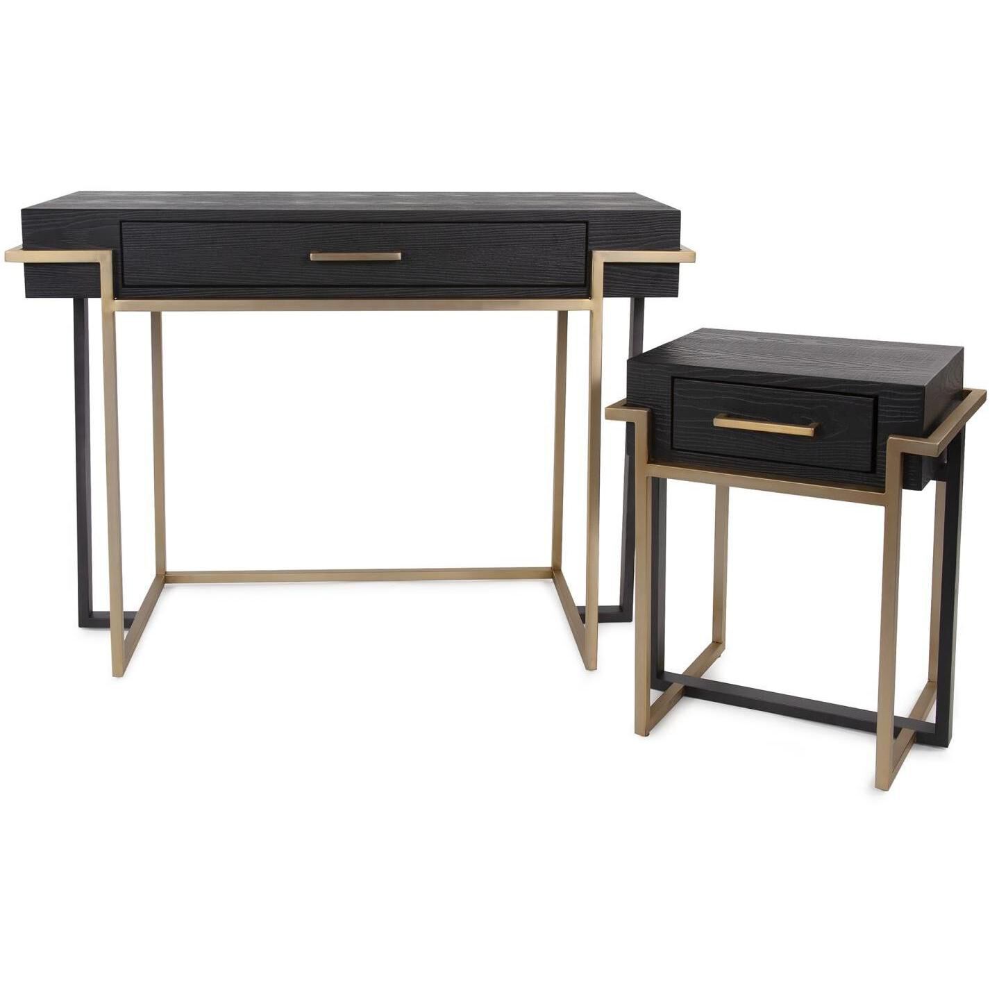 Evora 45.5 inch Matte Black and Gold Desk/Console