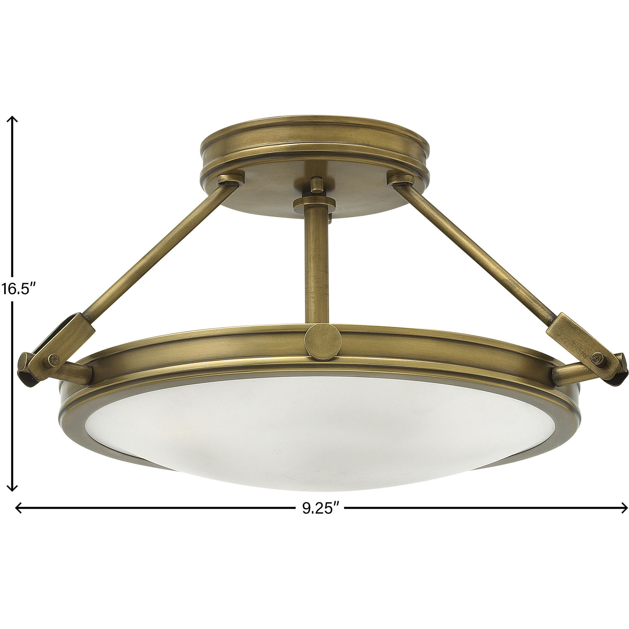 Collier 3 Light 16.5 inch Heritage Brass Indoor Semi-Flush Mount Ceiling Light